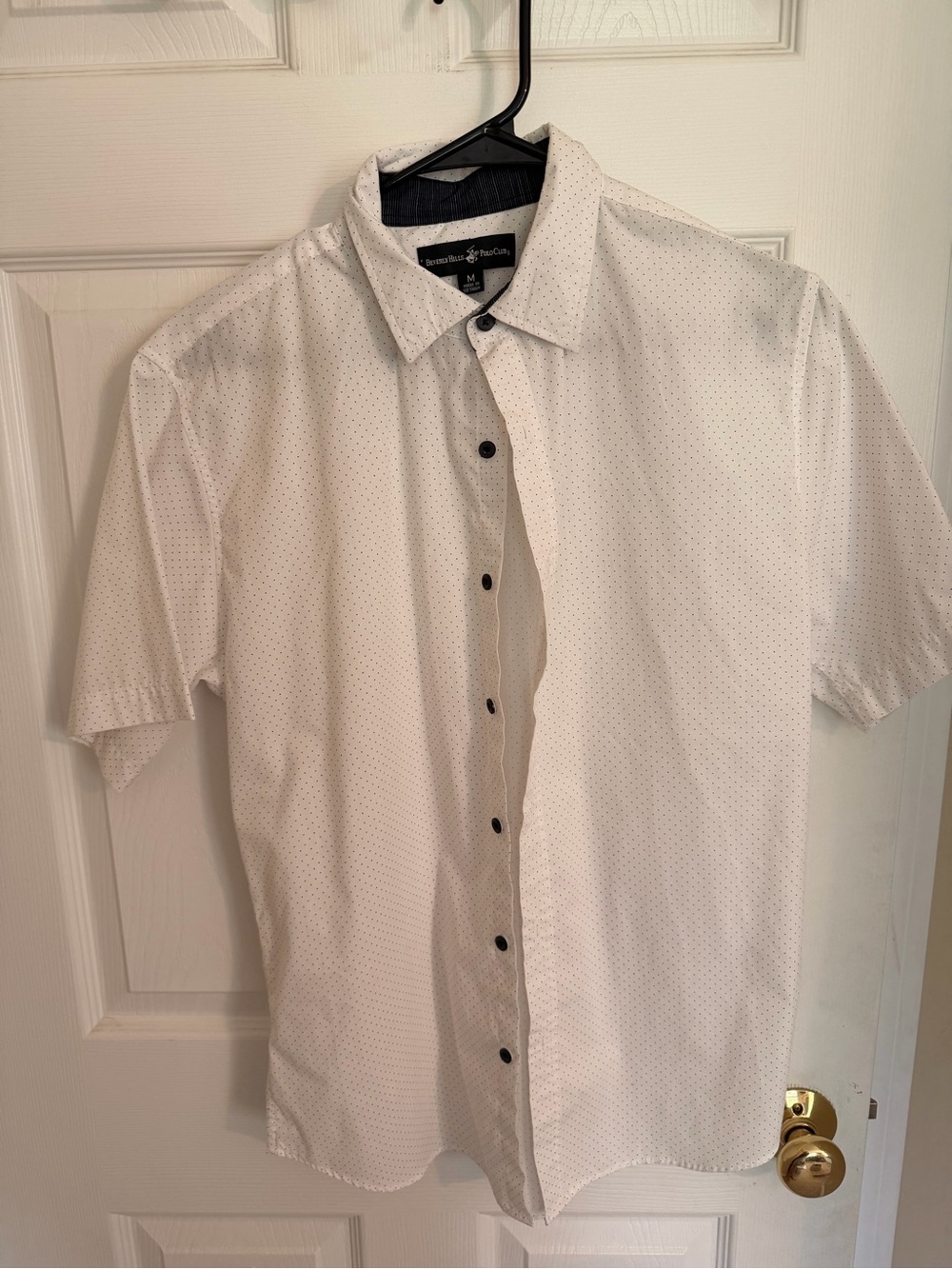 Beverly Hills Polo Club White Short-Sleeve Microdot Button-Down Shirt